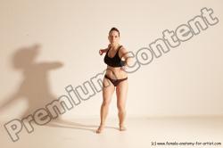 Underwear Martial art Woman White Moving poses Average long colored Dynamic poses Academic